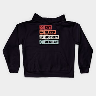 Eat Sleep Hockey Repeat. Ice hockey sport retro vintage. hockey design Kids Hoodie